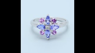 Precious Tanzanite and Pink Sapphire Flower Ring