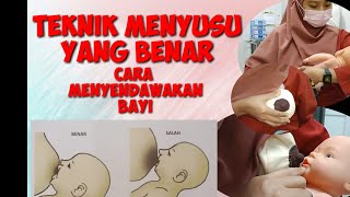 Teknik Menyusu Yang benar,  Cara menyendawakan Bayi, Perlekatan yang benar