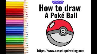 How to draw Poke Ball #easystepdrawing #pokeball #drawingstepseasy