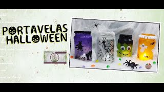 PORTAVELAS HALLOWEEN - IDEAS PARA DECORACIÓN - RETO CREATIVAS UNIDAS - #creativasunidasportavelas