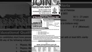 Jobs in Pakistan Navy | Join Pakistan Navy as PN cadet 2022