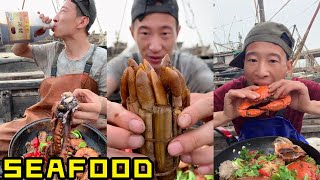 It's so delicious to eat seafood on the beach！|| 海鮮を生中継で食べるのは美味しい||해변에서 생방송으로 하는 생선은 정말 맛있다