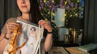 ASMR Measuring You & Designing Your Wedding Dress | Fabric, Measuring, & Typing(Wedding Series Pt 1)