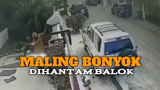 MALING DI HANTAM BALOK !! bapak ini hajar pelaku maling berkali kali hingga keok dilokasi