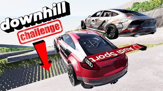 Cars VS Dangerous Downhill Track Challenge #4 - BeamNG Drive