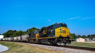 CSX M583 with P&LE heritage unit, CSX C722, CSX M280, & CSX L636 at Clinton 6/26/24