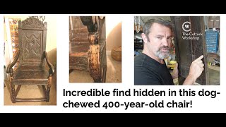 Ancient oak chair from the 1600s! Pet chewed, 400 years old, restoration and repair