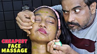 Cheapest Face Wash & Face Cleaning | Threading for Face Hair Removal | Neck Cracking | ASMR