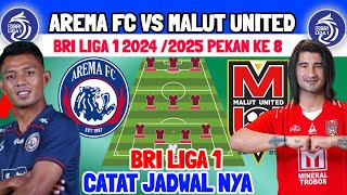 JADWAL AREMA FC VS MALUT UNITED - BRI LIGA 1 PEKAN KE 8 - LINE UP AREMA - KABAR AREMA - AREMA FC