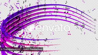 Colorful Music Notes Strokes 3D animation Overlay Transition