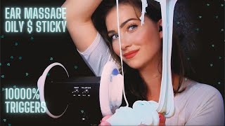 ASMR👂Soft Whispers with Oily Ear Massage & Sticky Slime For Optimal Ear melting and ✨ tingles Sleep