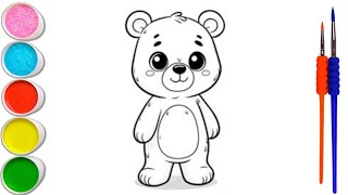 How to Draw Teddy Bear Coloring for kids and Toddlers Kids Art Colors for Children