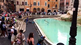 La raccolta delle monete nella Fontana di Trevi