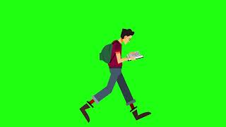 Adventurous Strides: Boy Walking Cartoon Animated Overlay (Green Screen) - Copyright Free! 🚶‍♂️