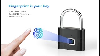 Towode Keyless USB Rechargeable Door Lock Fingerprint Smart Padlock Quick Unlock Zinc alloy Metal