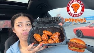 POPEYES SWEET N SPICY WINGS AND NEW BLACKENED CHICKEN SANDWICH🔥