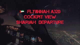 🇦🇪 FlyJinnah Amazing Cockpit View - Night Flight | Pushback, Taxi, and Takeoff from Sharjah