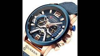 ANMIS Mens Luxury Watches Business Chronograph Dress Waterproof Leather Strap Analog Quartz Wrist