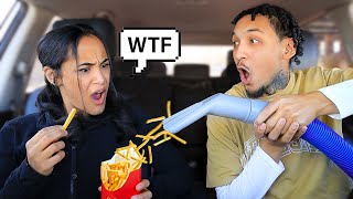 Vacuuming My Wife Food Up Prank! *SHE WENT OFF*