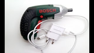 BOSCH IXO  Charging  with SAMSUNG USB Charger . How to Open . Repair  Battery Replacement