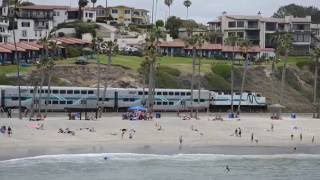 Metrolink with BNSF oceanview from San Clemente Pier