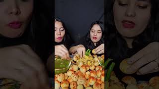 SPICY PANI PURI EATING CHALLENGE BY SISTERS GOLGAPPA ASMR #shortvideo #shorts #fuchka #mukbang