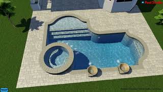 Pool & Spa w/ Scuppers & 2 Water Bowls