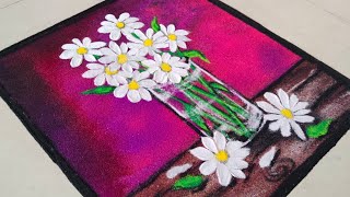 Glass Vase Rangoli Design | Flower🌸 pot Rangoli Designs | Very Beautiful flower pot rangoli kolam