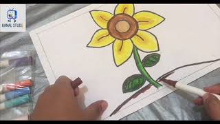 Menggambar Bunga Matahari Mudah | Easy! How to draw Sun Flower