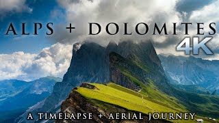 ALPS + DOLOMITES 4K Timelapse Aerial Nature Relaxation™ Film + Music for Stress Relief (23 Minutes)