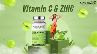 Daily dose for skin, nails & bone health I Health Veda Organics Vitamin C with Zinc, 120 Veg Tablets