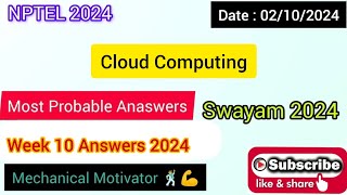 Cloud Computing WEEK 10 Quiz | Assignment 10 Solution | NPTEL | SWAYAM 2024