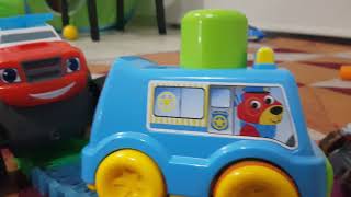 Rey Issar playing on tracks  train tracks, toys, Colors, New Rhymes