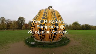 Yayoi Kusama's Pumpkin in Round Pond, Kensington Gardens, London