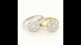 Diamond Daisy Rings in 18k White or Yellow Gold