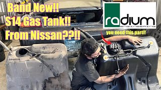 INSTALLING A NEW NISSAN S14 GAS TANK IN 2023 WITH A RADIUM S14 FUEL HANGER ON MY 1UZ SWAP S14!!