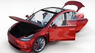 Tesla Model 3 Red with interior 3D model