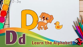 Alphabet Art Adventure: Drawing Letter D, D for Dog, D for Duck with The Ladybug!