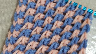 Remarkable  two colors very easy Tunisian crochet pattern