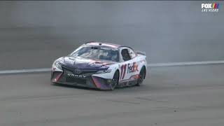 Denny Hamlin Spins Off Of Pit Road - NASCAR Cup Series @Las Vegas