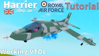 Harrier Jump Jet Tutorial (Working VTOL) Roblox Plane Crazy