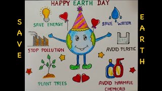 Easy Earth day poster for competition | Save earth drawing | How to draw environment day poster