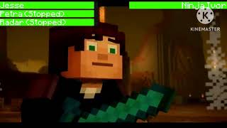 Minecraft Story Mode Season 2 Episode 4 - Jesse & Petra & Radar vs Ninja Ivor with healthbars