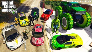 GTA 5 - Stealing SUPERHERO CARS With Franklin | (Real Life Cars #93)