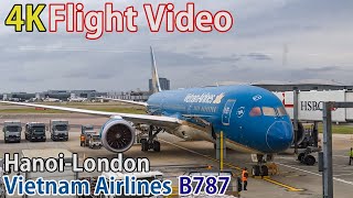 Flight video, Hanoi to London (Heathrow), B787, Vietnam Airlines [4K]