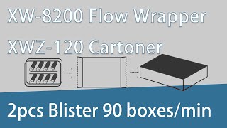 XW8200 Flow Wrapper + XWZ120 Cartoner for Multiple Sizes 90 Boxes/Min