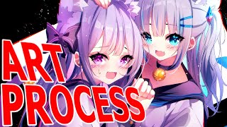 I Just Hit 10k Subs Cute Anime Artwork Full Art Process Walkthrough! [HOLOLIVE PROCESS]