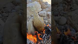 Distillation of dirty water in bad conditions #camp #cooking #food #nature #campdog