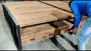 wooden iron industrial TV cabinet |TV stand with storage drawers |industrial furniture |akku art