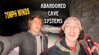 Sneaking into Cave with 75 MPH Winds! (Abandoned Dump Trucks)